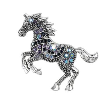 Imagem de Dreuyet Broche de cavalo traje de corrida de cavalos broche de lapela para mulheres homens strass ouro antigo cavalo animal broche roupas acessórios joias, Middle, Latão, Sem Pedra Preciosa