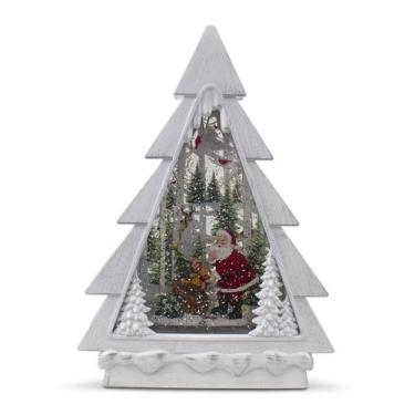 Imagem de Lanterna de Mesa Papai Noel Musical Importada Resina 28cm - Amém Decor