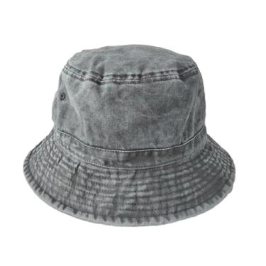 Imagem de Chapéu de pescador panamá de algodão sólido feminino com cabeça grande, tamanho grande, preto, cinza, G 57-59 cm