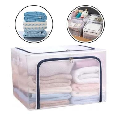 Imagem de Caixa Organizadora De Guarda Roupa Multiuso ível Com Zíper 60x40x40