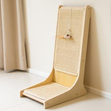 Imagem de PETKARAY Arranhador de sisal para gatos, almofada vertical para arranhar na parede, alternativa para arranhar vertical, placa de arranhar em forma de L 105°
