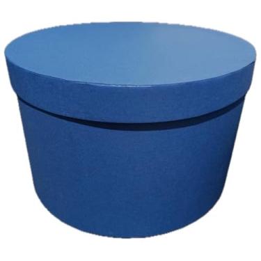 Imagem de Caixa de Presente Redonda Cartonada 17,5x14cm e 24x15cm ideal para presentes, doces, lembrancinhas celebrações elegantes e apresentação diferenciada(AZUL,24X15)