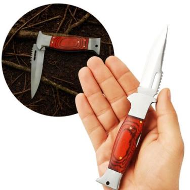 Imagem de Canivete Camping 19,5 cmPesca Multiuso Aço Inox Cabo Amadeirado Premiu