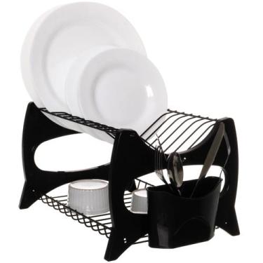 Imagem de Escorredor De Louça Cozinha Prato Copo Duplo C/ Porta Talher - Metaltr