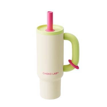 Imagem de CHAKO LAB BaWang Copo isolado de aço inoxidável | Copo com alça e canudo 940 ml | Suporte de copo adequado para viagens | Garrafa de água à prova de vazamento | Sem BPA | Forro cerrático | verde