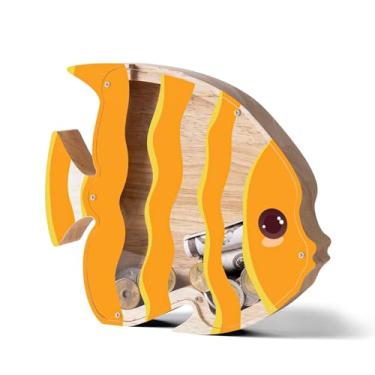 Imagem de Uniwooder Cofrinhos de madeira para crianças, lindo cofrinho para meninos e meninas, caixa de dinheiro inquebrável para meninos e meninas, grande pote de moedas para aniversário, decoração de Natal