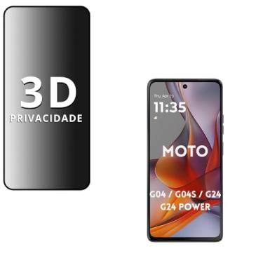 Imagem de Película Privacidade VIDRO 3D MOTO G04 / G04S / G24 / G 24 POWER Proteção Total, Anti-Riscos e Anti-Espião