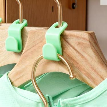 Imagem de Pacote com 20 conectores de cabide resistentes – Ganchos de armário que economizam espaço para organização de guarda-roupa, cabides de plástico durável para calças, saias e cachecóis - verde