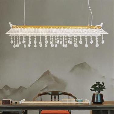 Imagem de Luminária pendente contemporânea de LED para restaurante, estilo chinês retrô, criativa, para balcão de bar, sala de estar, quarto, escritório, hotel ou casa de chá (Estilo 7 L120CM)