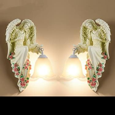 Imagem de Luminária de parede contemporânea em formato de anjo, com LED, estilo americano criativo, ideal para sala de estar, quarto, escritório, casa de campo, hotel, quarto infantil, café, restauran