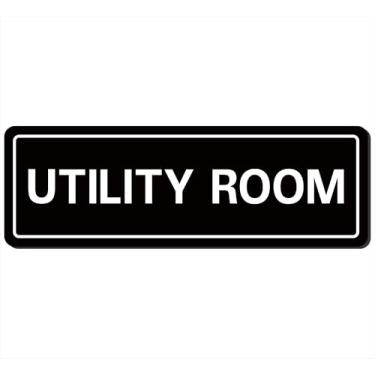 Imagem de Placa de sala de utilidade, material acrílico durável premium, adesivo super forte, instalação rápida, adequada para sua casa e negócios (22 x 7 cm, preto)