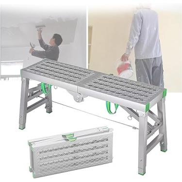 Imagem de WYUYIWH Plataforma de andaime dobrável multiuso com escada e banqueta banco de torre de andaime portátil para equipamentos de andaimes