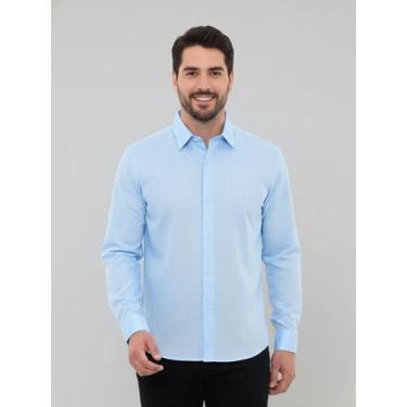 Imagem de Camisa Social Masculina Premium Tipo Linho Azul Claro - Pthirillo, XGG