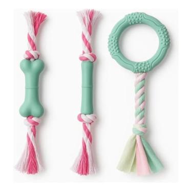 Imagem de Kit com 3 Brinquedos de Corda para Cachorro – Mordedores Resistentes e Interativos – Ideal para Treino, Diversão e Higiene Bucal do Pet