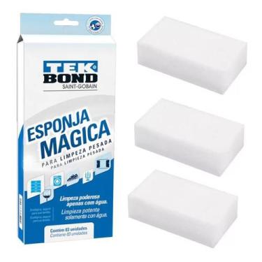 Imagem de Esponja mágica para limpeza pesada branca com 3 unidades - tekbond 243