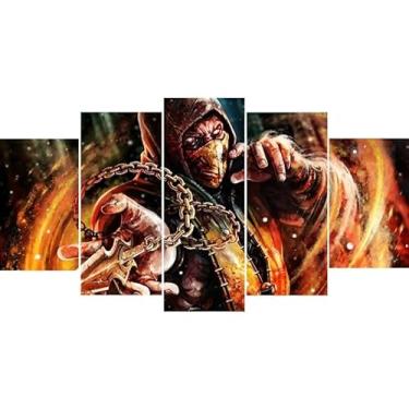 Imagem de Kit quadro decorativo 5 peças 95x60cm Scorpion Personagem Jogo Luta