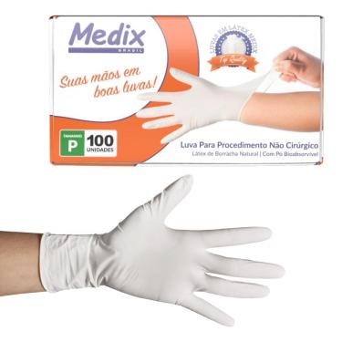 Imagem de Kit 2 Luva Descartável Antiderrapante 100un Látex Natural Com Pó Para Procedimento Não Cirúrgico Medix