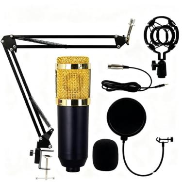 Imagem de Kit Microfone Condensador Profissional Tipo microfone bm800, Completo com Pop Filter, Braço Articulado e Suporte de Mesa, para Estúdio, Gravação, Podcast e Transmissão Ao Vivo