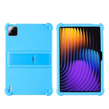 Imagem de QYiiD Capa para Xiaomi Pad 7 Pro/Pad 7 11,2 polegadas 2024, capa protetora dobrável de silicone leve para crianças para Xiaomi Mi Pad 7/Mi Pad 7 Pro de 11,2 polegadas, azul claro