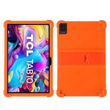 Imagem de QYiiD Capa para tablet TCL TAB 10 NXTPAPER 5G 10,4 polegadas 2025 (9199S), capa de silicone leve para crianças macia e com suporte dobrável para TCL Tab 10 Gen 2 (8196G/8496G) 10,4 polegadas, laranja