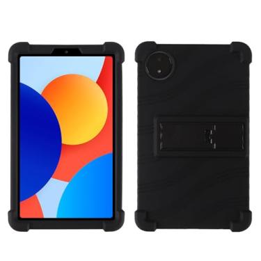 Imagem de QYiiD Capa para Xiaomi Redmi Pad SE 8.7, capa protetora dobrável de silicone leve para crianças com suporte dobrável para Redmi Pad SE 22.1 cm 4G 2024, preta