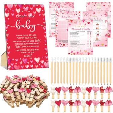 Imagem de Patelai 322 peças suprimentos de jogos de chá de bebê decorações de festa de chá de bebê não diga sinal para revelação de gênero convite para festa inserir cartão tema jogo para o dia dos namorados