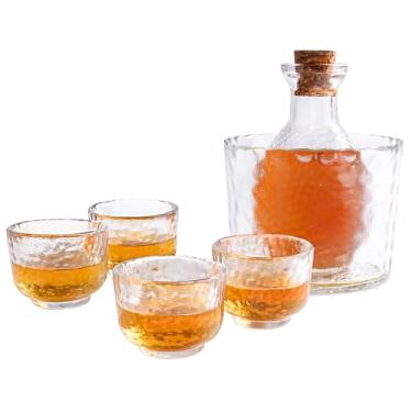 Imagem de Conjunto de saquê japonês para 4 copos de saquê conjunto de copos de saquê, incluindo 1 garrafa de saquê, 1 tanque de saquê e 4 copos de saquê para jarra de saquê quente e fria, presentes japoneses