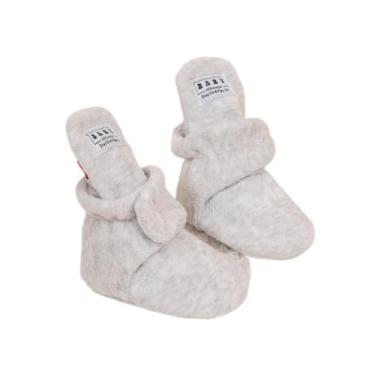 Imagem de Botas de algodão para bebês, meninos, meninas, quentes, de lã, aconchegantes para uso interno, botas antiderrapantes para o inverno, sapatos para berço, Cinza claro, 12-18 Months Toddler