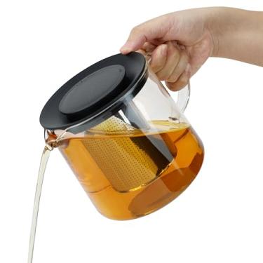Imagem de EIKS Bule de chá de vidro com infusor de aço inoxidável – Máquina de chá elegante de 1500 ml para chá de folhas soltas, bebidas quentes e frias
