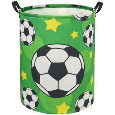 Imagem de TIBAOLOVER Cesto de lavanderia infantil de futebol, cesto de armazenamento de brinquedos de futebol para decoração de quarto de meninos, cesto de berçário, cestas de presente para quarto de banho
