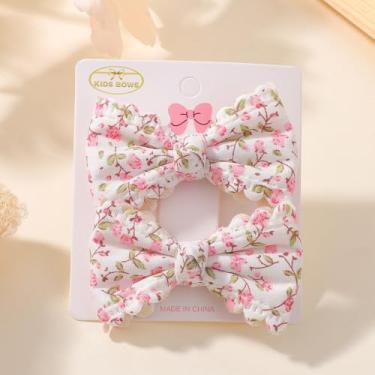 Imagem de 2 peças de grampos de cabelo com estampa doce laço lateral de renda de algodão pastoral presilhas de cabelo acessórios de cabelo