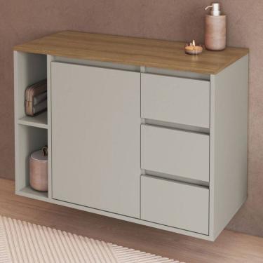 Imagem de Armário de Banheiro Belagavi 1 Porta 3 Gavetas Arenas - Art In Móveis