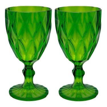 Imagem de Jogo 2 Taças De Acrílico Verde Diamond Diamante Festa Piscina Plástico 330ml Lyor