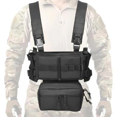 Imagem de LUMINFLY Equipamento de peito tático Mk3 ajustável, nylon 1000D com bolsas de 5,56 e 7,62, equipamento de combate ao ar livre confortável para missões de airsoft e táticas