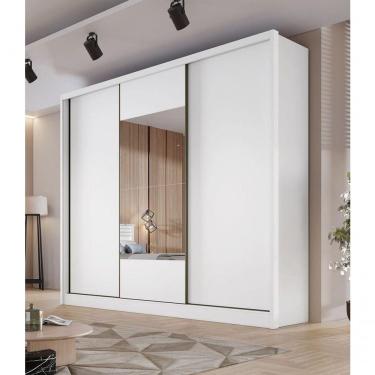 Imagem de Guarda Roupa Casal Com Espelho 3 Portas 6 Gavetas - Medelim-branco - Móveis Horizonte