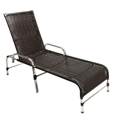 Imagem de Espreguiçadeira Esteira Catar de Alumínio Piscina Preto