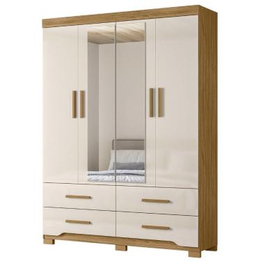 Imagem de Guarda Roupa Casal 160cm Com Espelho Cancum Freijó/off Z17 - Mpozenato