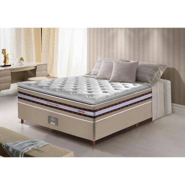 Imagem de Conjunto Cama Box Casal De Molas Ensacadas D33 Com Pillow Top Cama Inbox Select 138x188x71 Bege