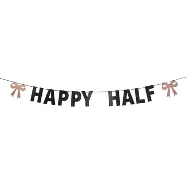 Imagem de Etaredkj Happy Half Black Banner Happy Baby's Half Year Old, 6 meses, faixa de 1/2 aniversário, decoração de festa de chá de bebê
