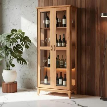 Imagem de Cristaleira Luxo Madeira Maciça 2 Portas De Vidro - Repleta Comercial