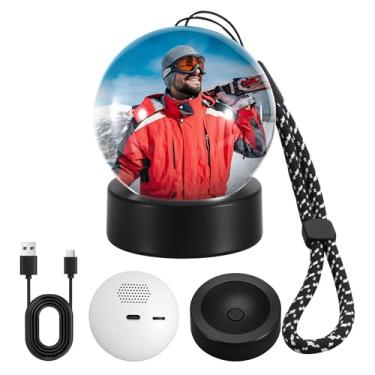 Imagem de Lâmpada de enfeite de esfera de memória, suporta upload Wi-Fi de vídeos e fotos personalizados, bola de cristal para exibição de vídeo de orbe de memória para casais, amigos, aniversário, aniversário