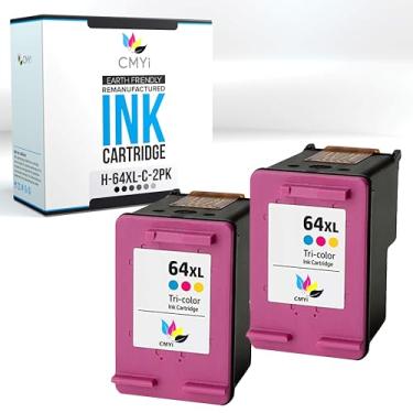 Imagem de CMYi Cartuchos de tinta de substituição tricolor 64XL para HP Envy 7132, 7155, 7158, 7164, 7800, 7820, 7830, 7855, 7858, 7864, 7200e, 7210s, 7220e, 7252e, 7255e, 7258e, 799. 25e, 79 Impressoras 55e