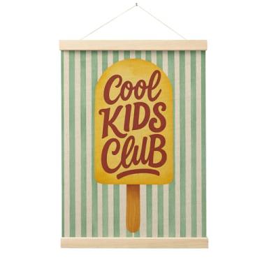 Imagem de Evcprz Quadro de pôster de arte de parede para sala de jogos do clube infantil, decoração de quarto infantil, impressão em tela de picolé de gelo listrado verde para decoração de parede para quarto de