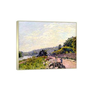 Imagem de Famosa imagem de paisagem de arte de parede - impressões em tela - estrada por árvore - pintura moldura prata para sala de estar banheiro decoração de casa 70 x 85 cm 27 x 33 pol