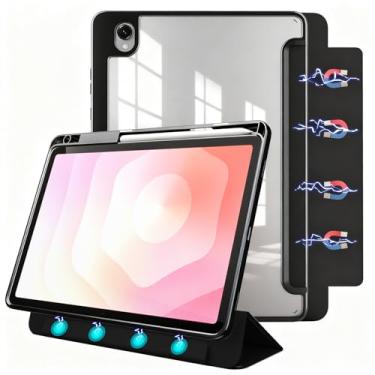 Imagem de Capa para tablet Samsung Galaxy Tab S11, capa de acrílico dividida magnética - com compartimento para caneta, material de couro PU, suporte destacável, capa protetora fina para S11, à prova de choque
