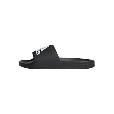 Imagem de adidas Sandália de chuveiro unissex Adilette para adultos, Núcleo preto/branco/preto, 9 Women/8 Men