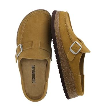 Imagem de CUSHIONAIRE Tamanco feminino Hobby de couro genuíno com palmilha de cortiça + conforto, Camelo, 10 Wide