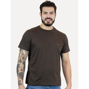 Imagem de Camiseta Ellus Masculina Cotton Fine Duocolor Classic Marrom Escuro-Masculino