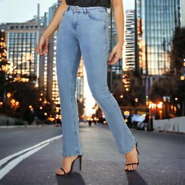 Imagem de Calça Feminina Lee Jeans Azul Claro Com Elastano Boot Cut Flare - Ref.
