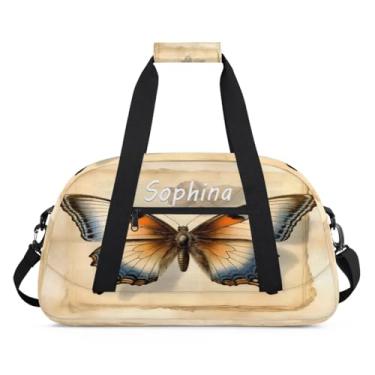 Imagem de Bolsa esportiva personalizada, borboleta, retrô, animal, livro com nome, bolsa de dormir personalizada, bolsa de fim de semana, bolsa de treino para dança, balé, academia, ginástica, mala, viagem